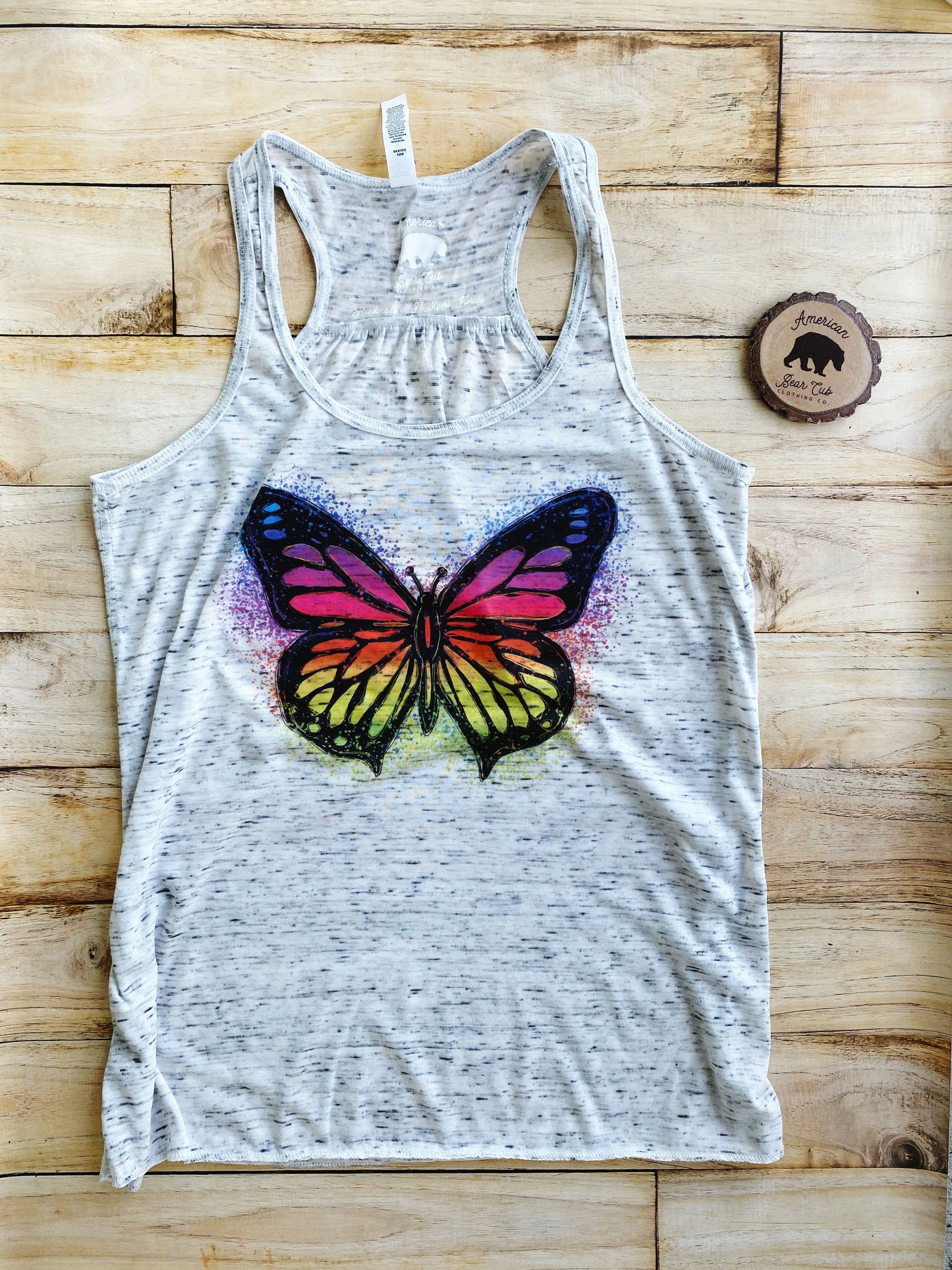 Colorful Butterfly flowy racerback tank top