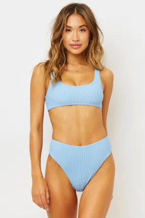 Connor Ribbed Scoop Bikini Top - Chambray