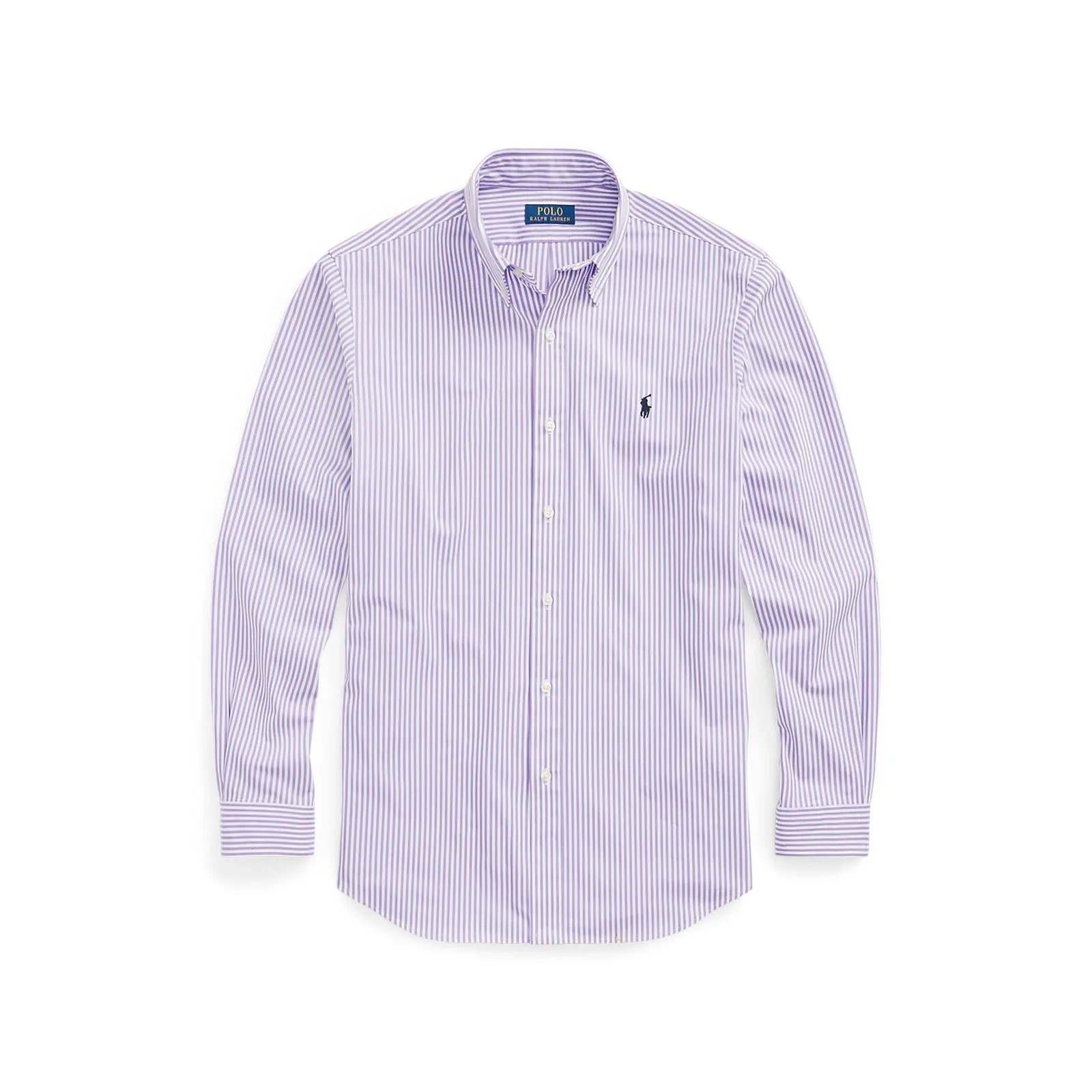 Custom Fit Striped Stretch Poplin Shirt - Stripe - Lavender & White