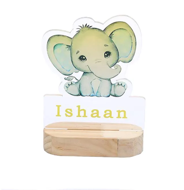 Custom Kids Name Night Light red or Blue - Elephant Name Light