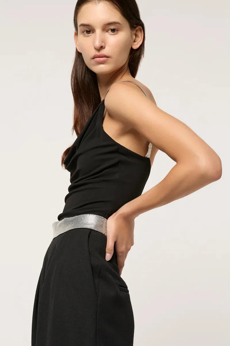 DRAPE CAMISOLE TOP-BLACK