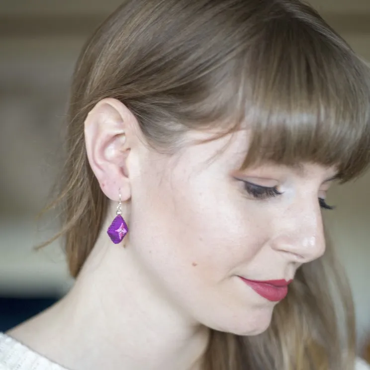 Embroidered Silk Earrings - Azul