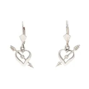 Estate 14kt White Gold   Diamond Heart Earrings