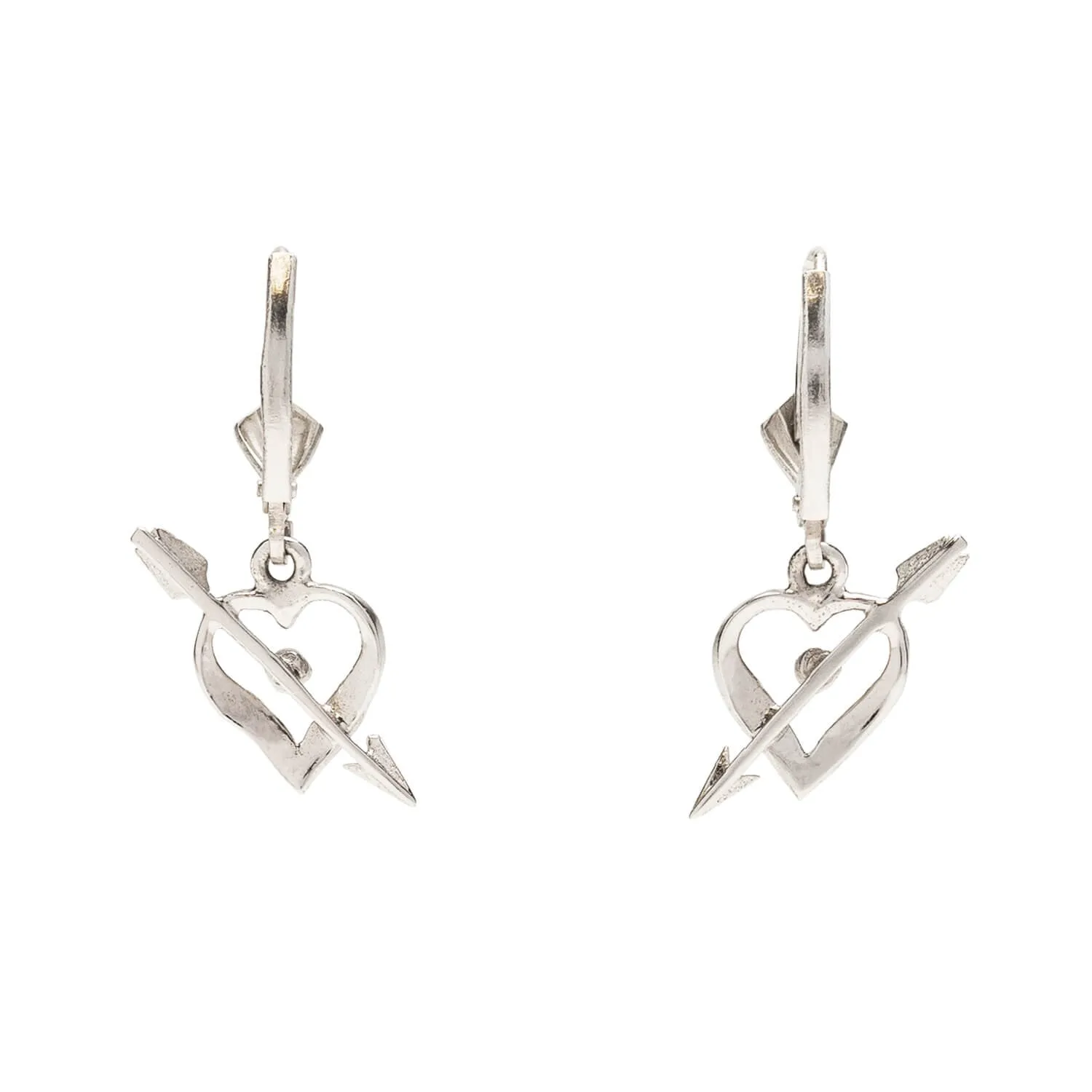 Estate 14kt White Gold   Diamond Heart Earrings