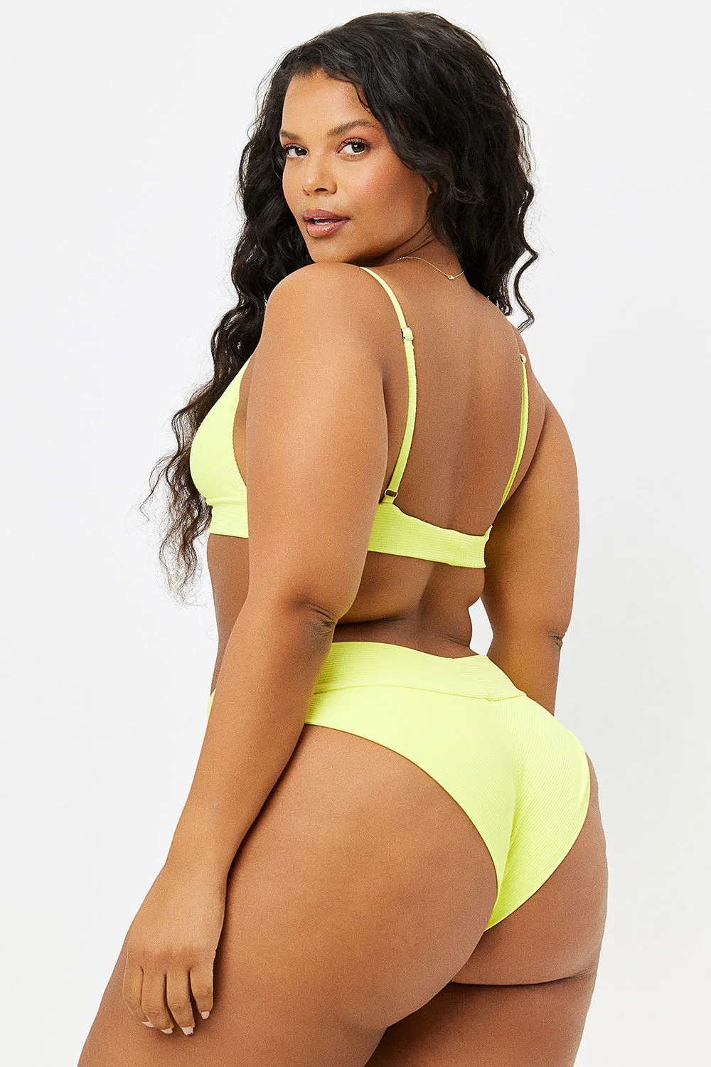 Gavin Ribbed Scoop Bikini Top - Lemonade