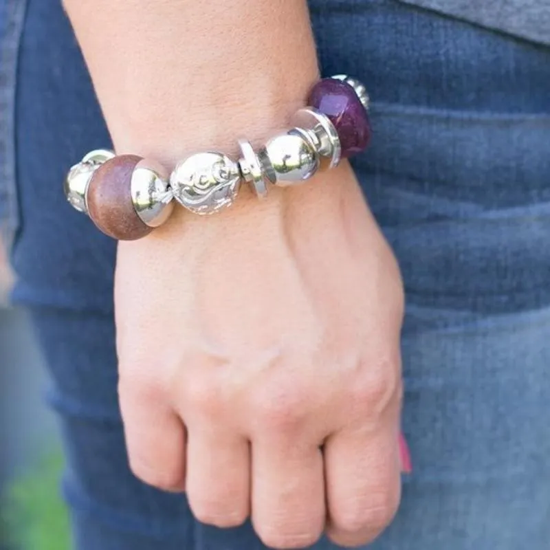 Glass Half Full Purple Stretchy Bracelet