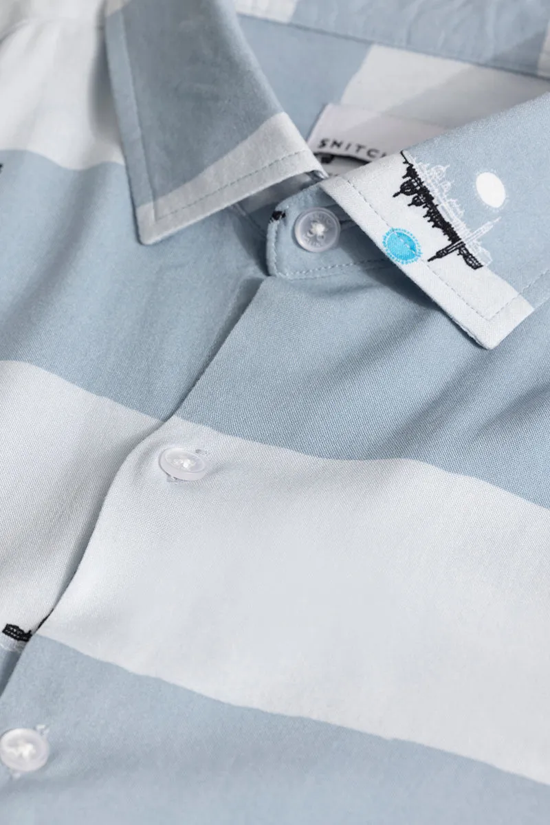 Graphic Banded Blue Shirt