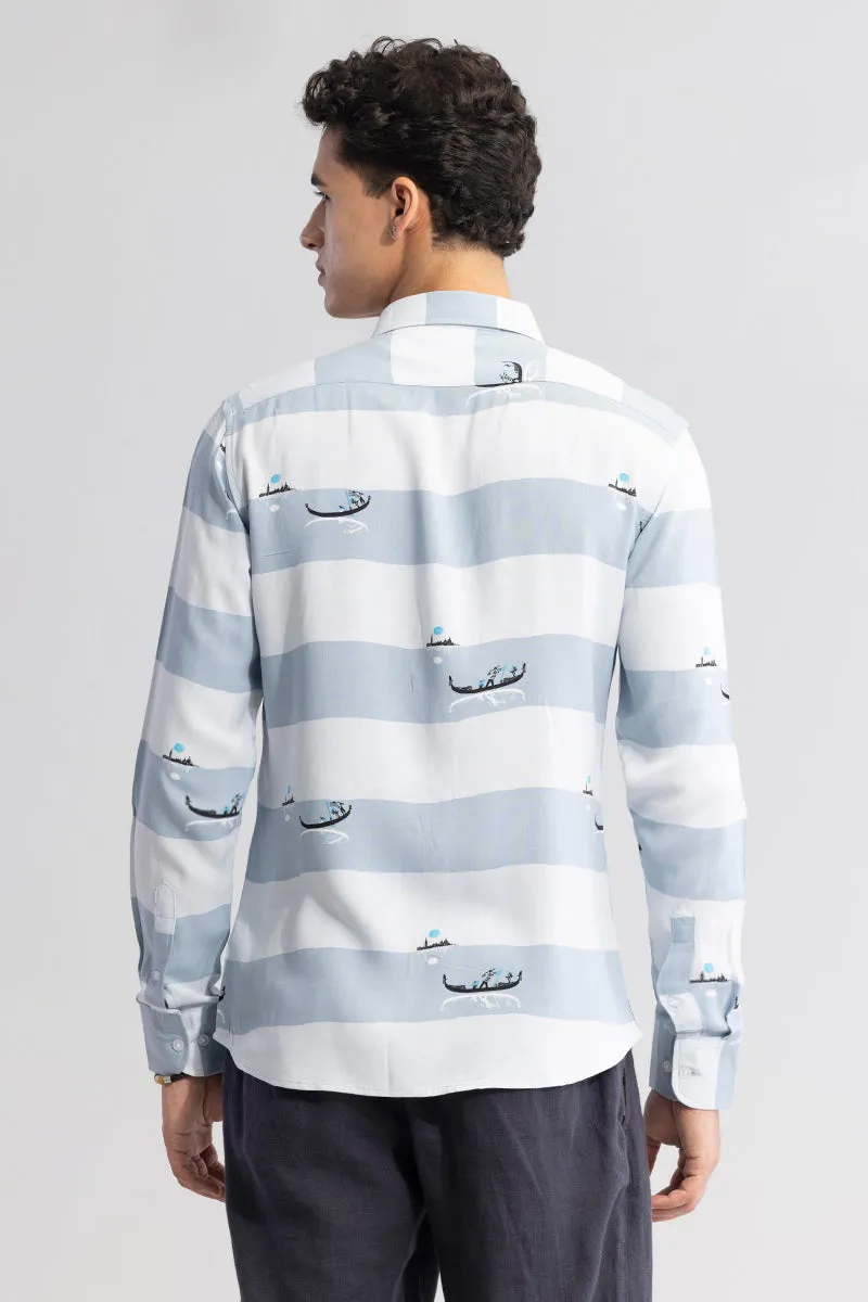 Graphic Banded Blue Shirt