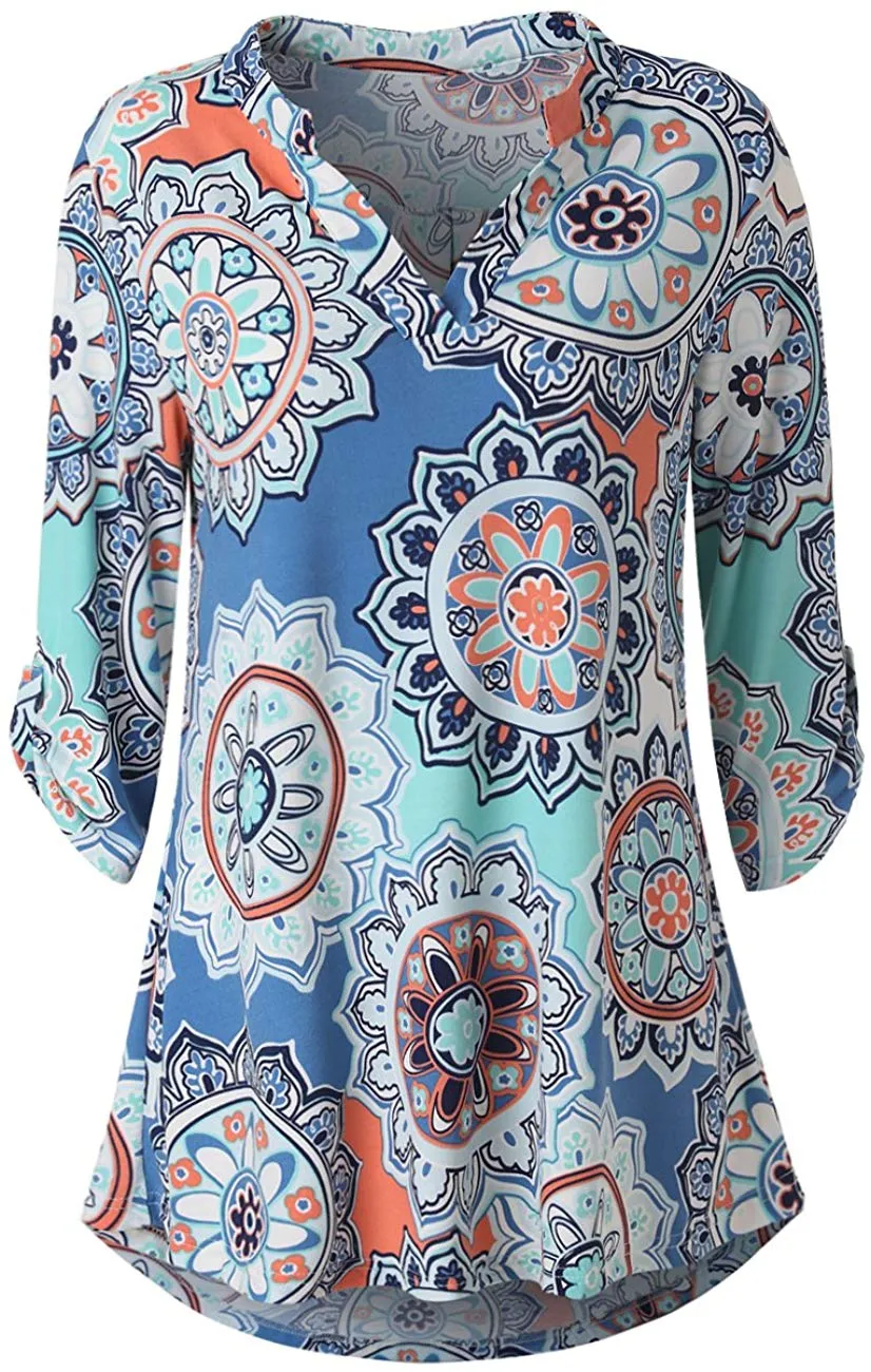 Haute Edition Women's 3/4 Sleeve Tunic Tops S-3X. Plus size available.