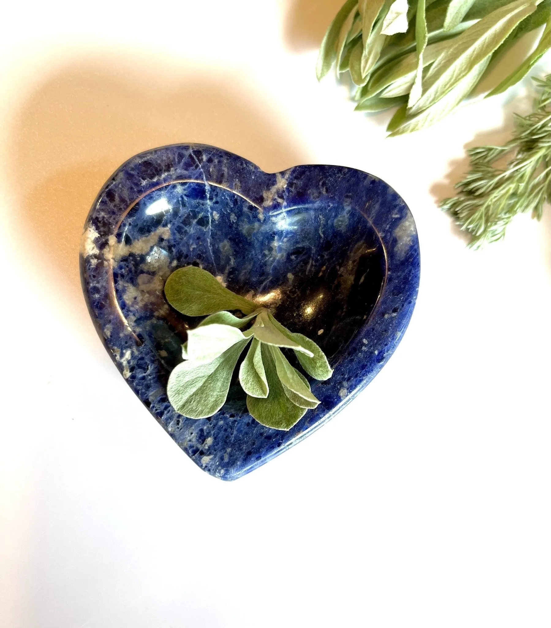 Indigo Blue White Heart Sodalite Dish