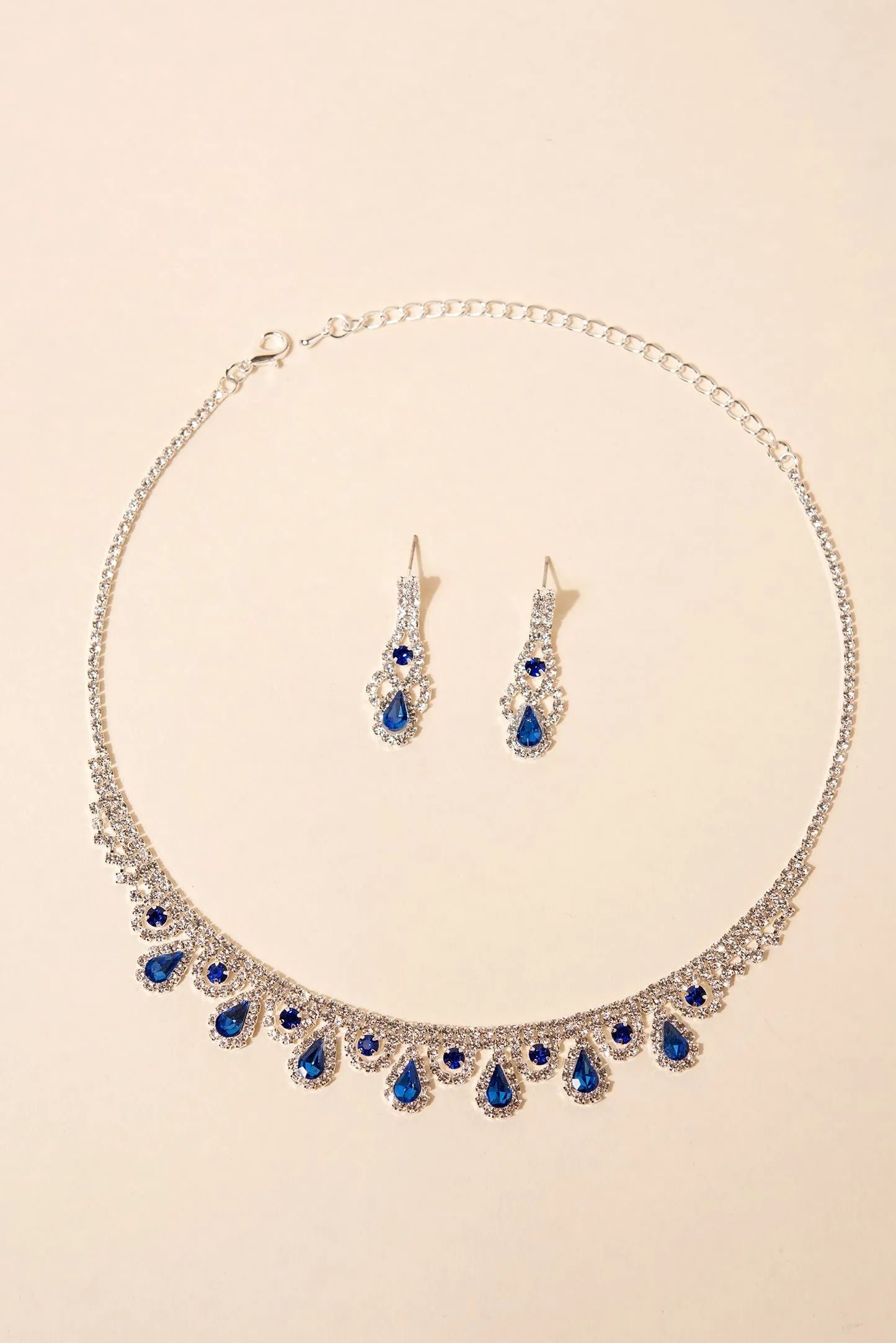 Jaida Scalloped Teardrop Rhinestone Necklace Set