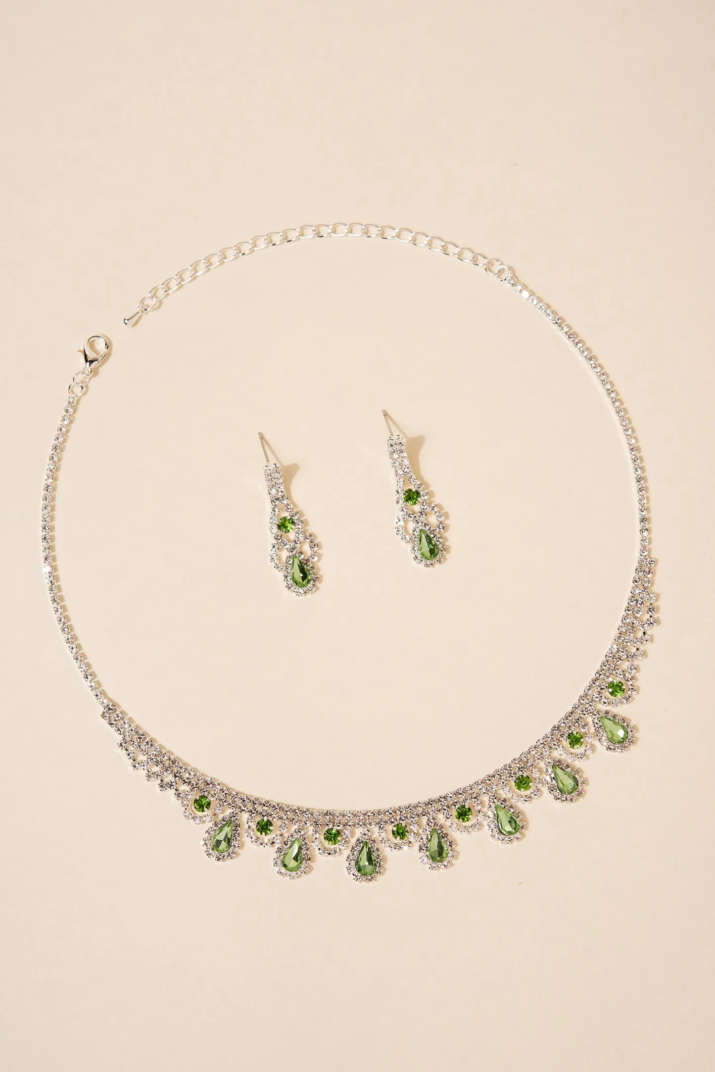 Jaida Scalloped Teardrop Rhinestone Necklace Set