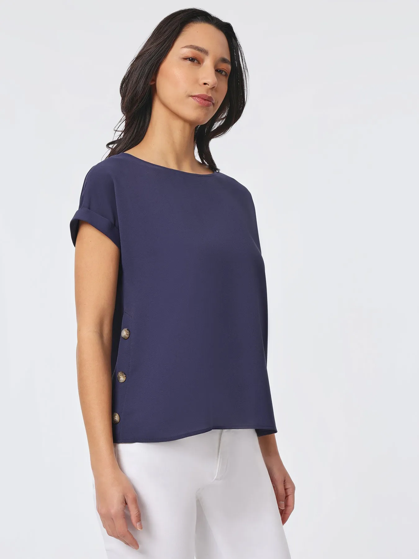 Jasper Crepe Button Detail Blouse