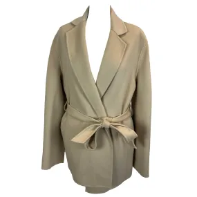 Joseph £855 Cream Double Faced Cashmere Cenda Belted Coat M