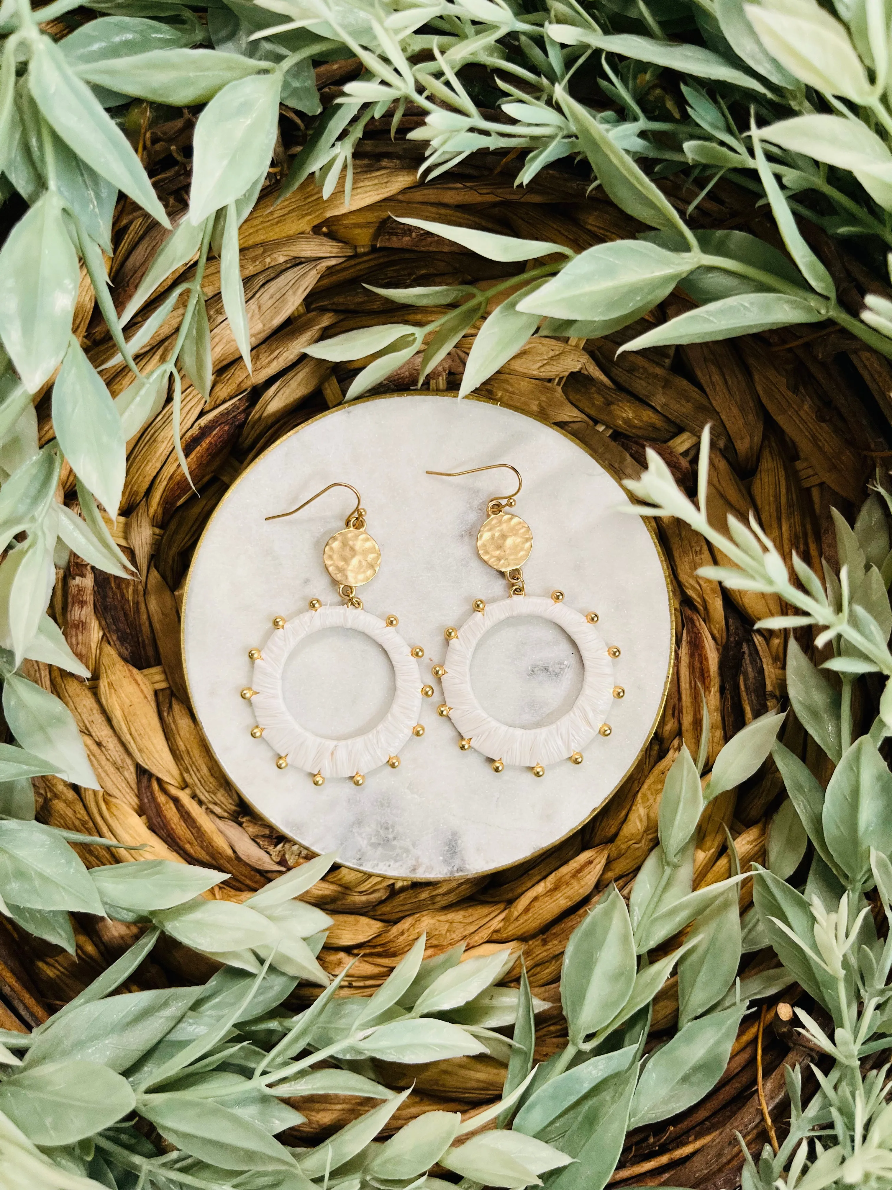 Katy Circle Earrings  White