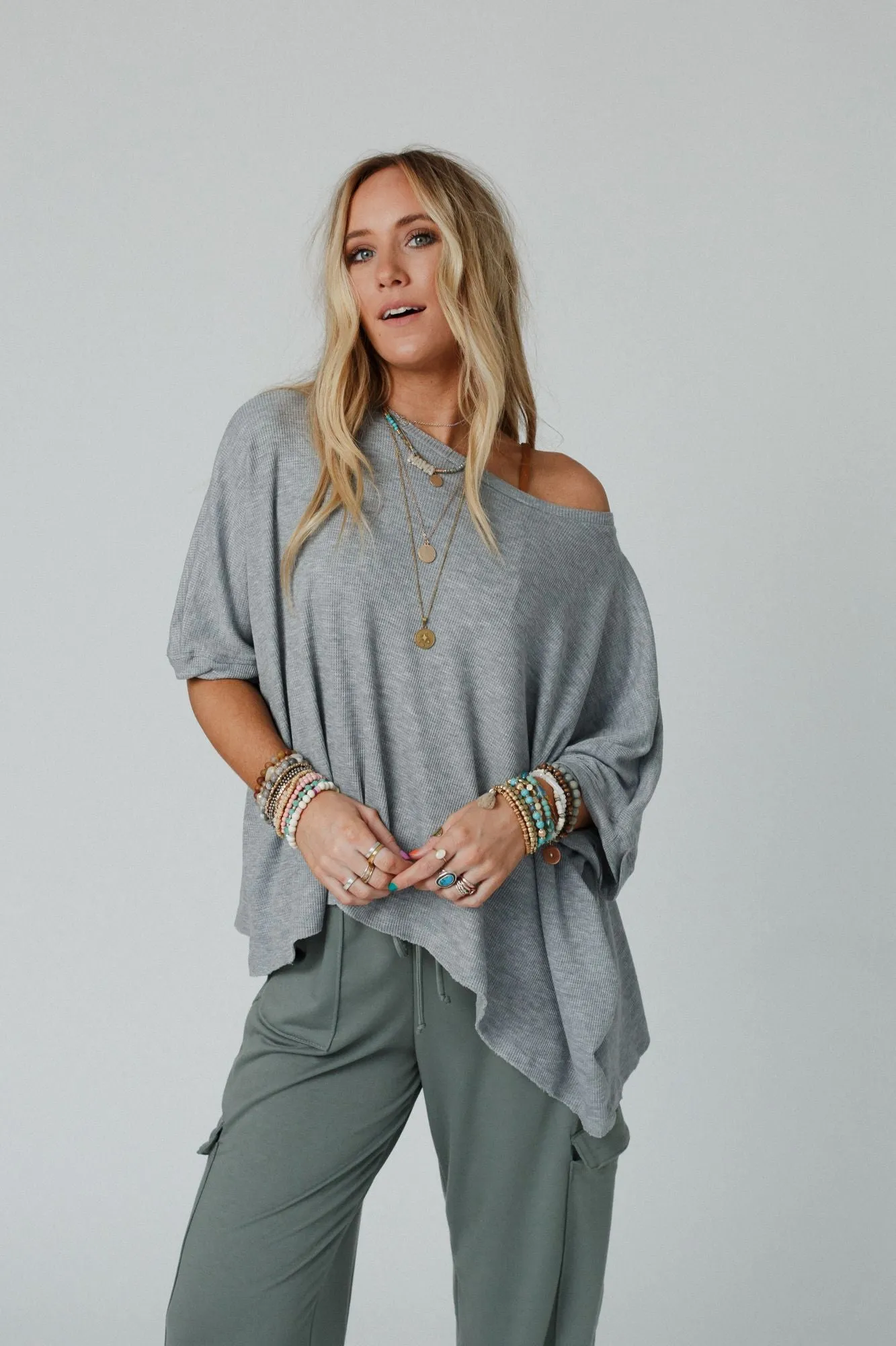 Kelsie Dolman Top- Heather Gray