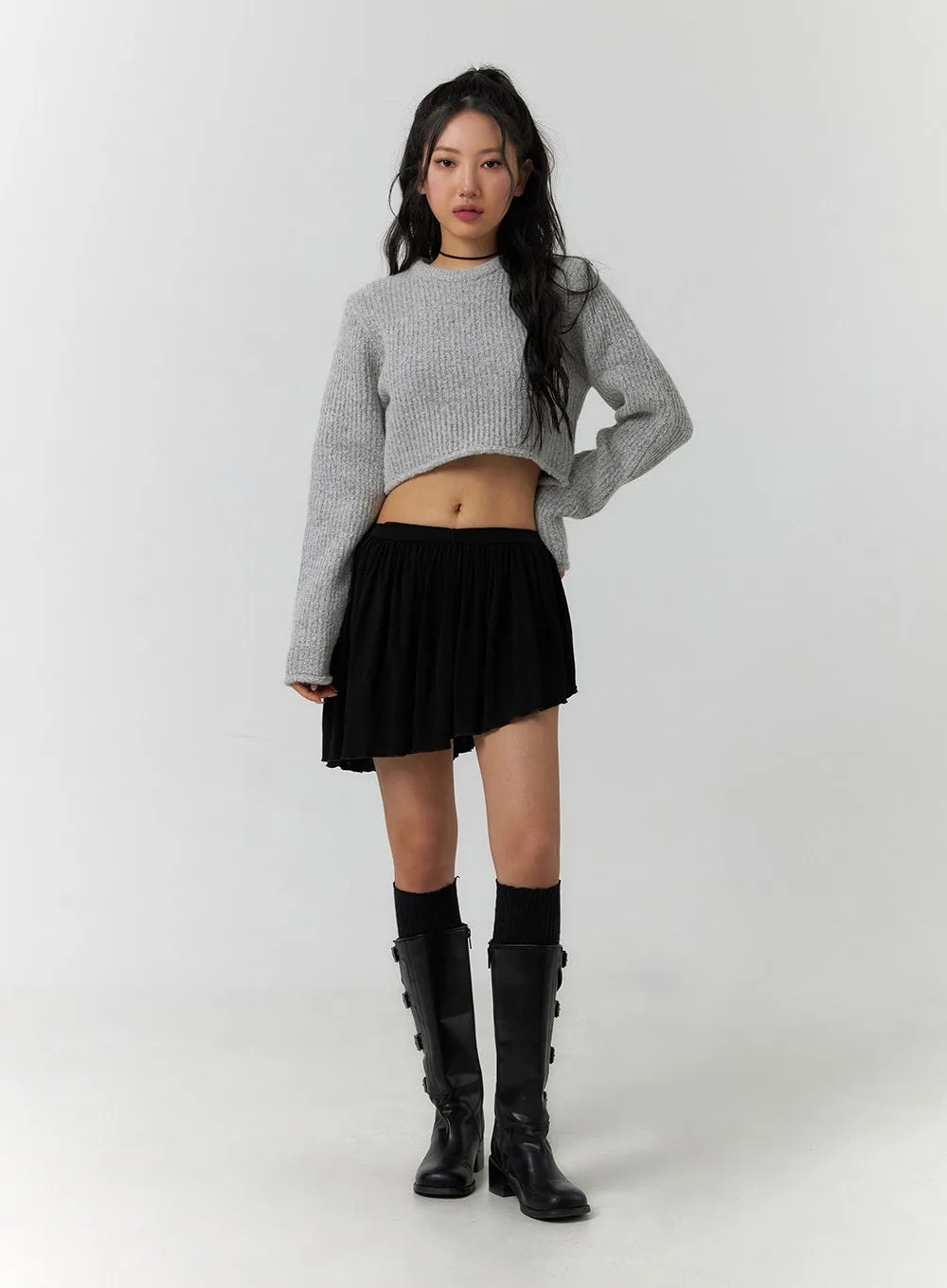 Knit Long Sleeve Crop Top CF405