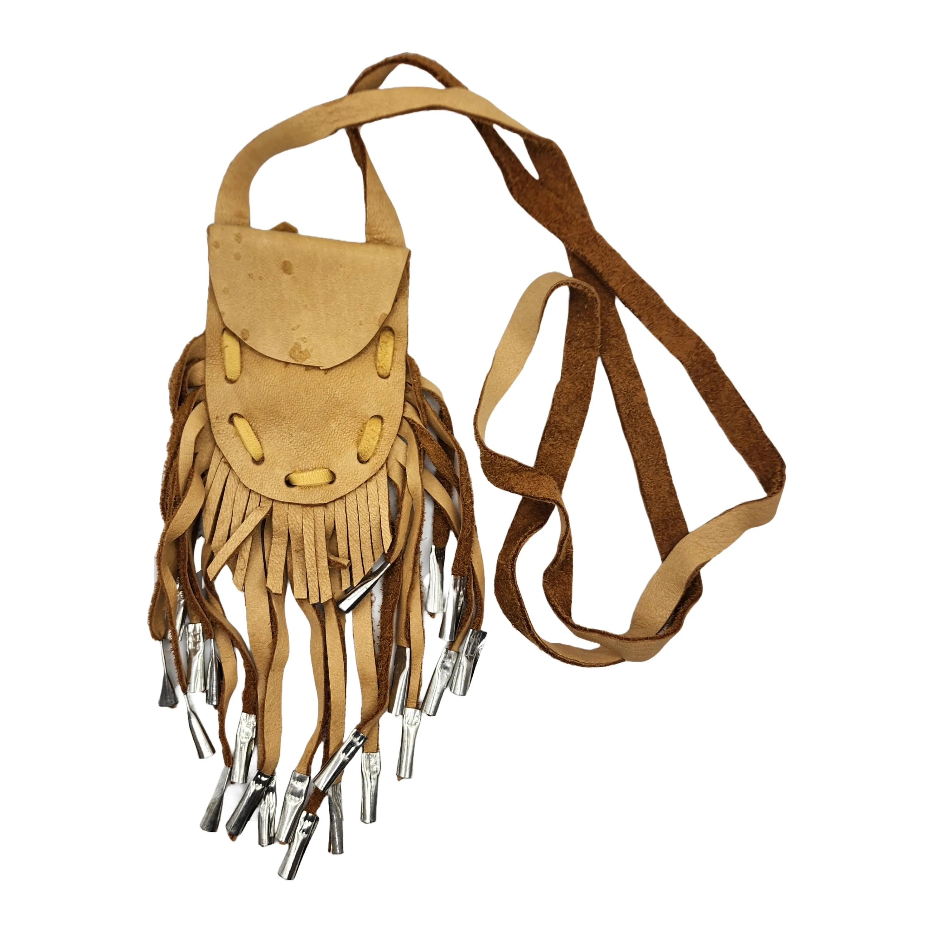 Leather Pouch with Fringe & Jingles