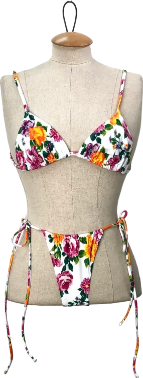 Loleia White Mamá Rosas Bikini Set UK S