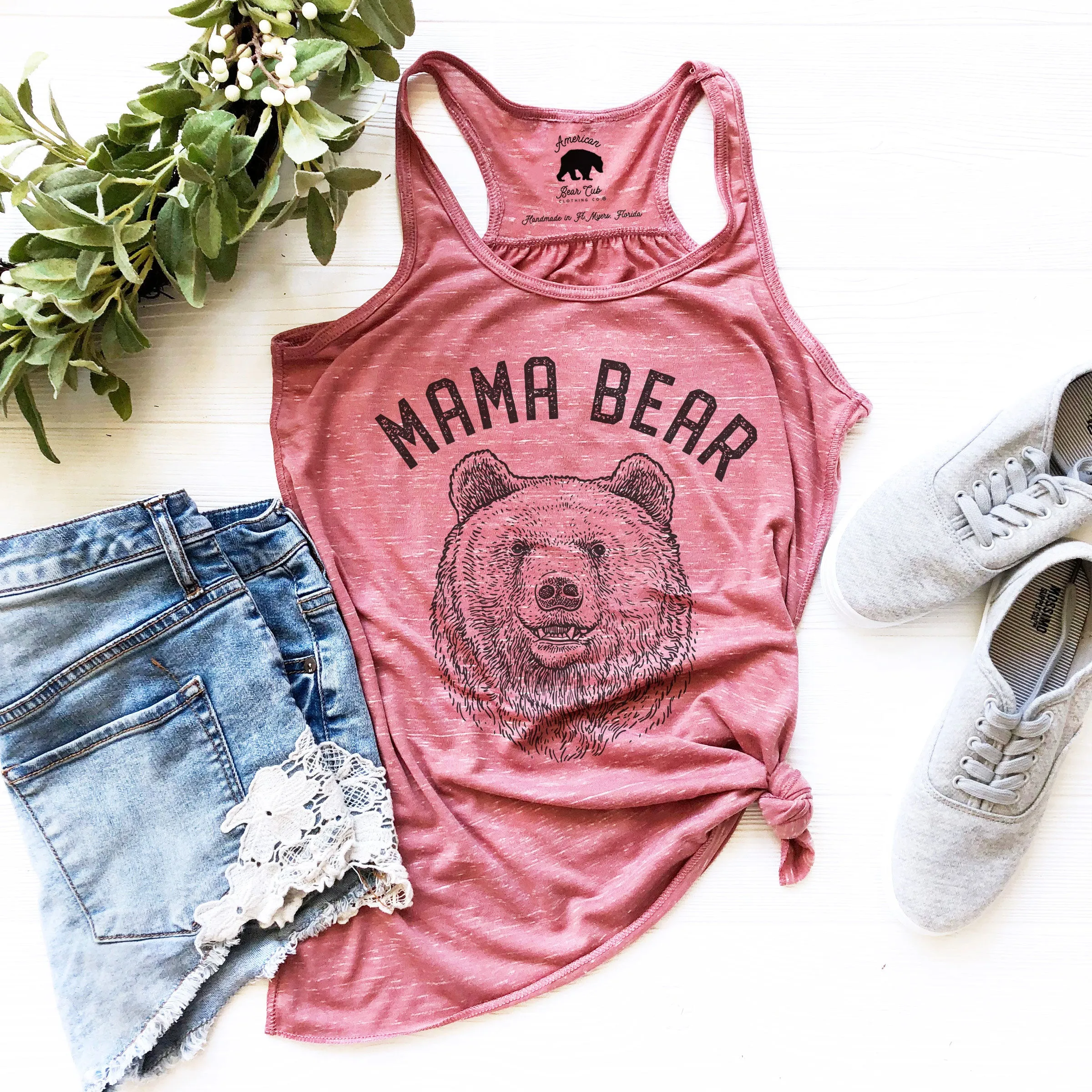 Mama Bear flowy racerback tank tops