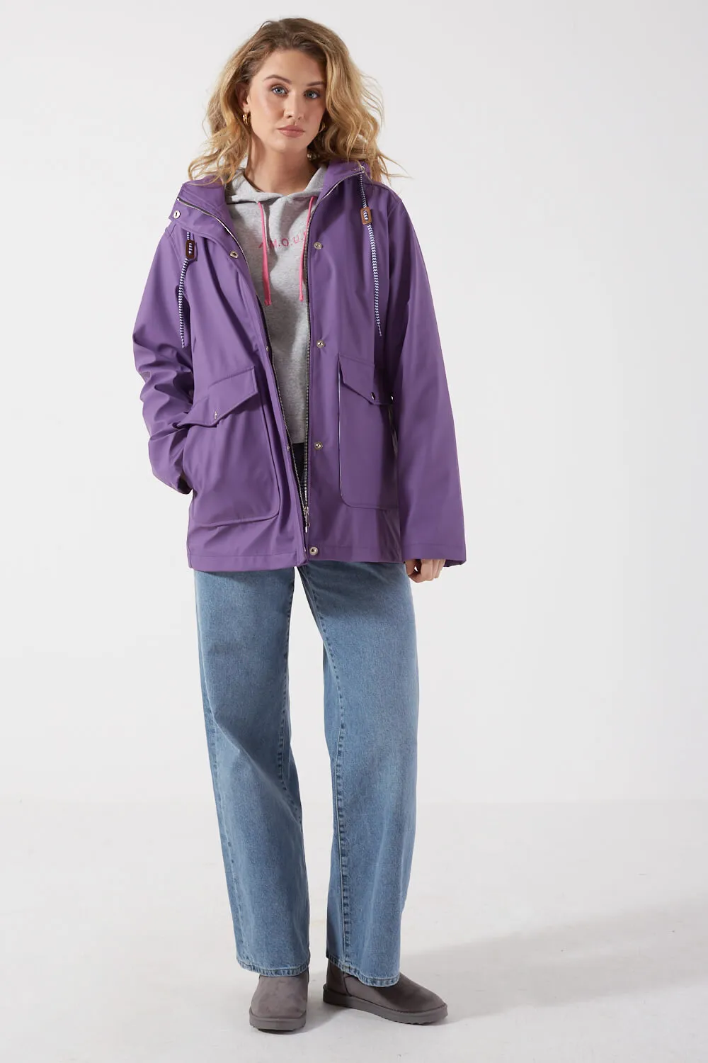 Marc Angelo Lily Stripe Lined Raincoat in Purple