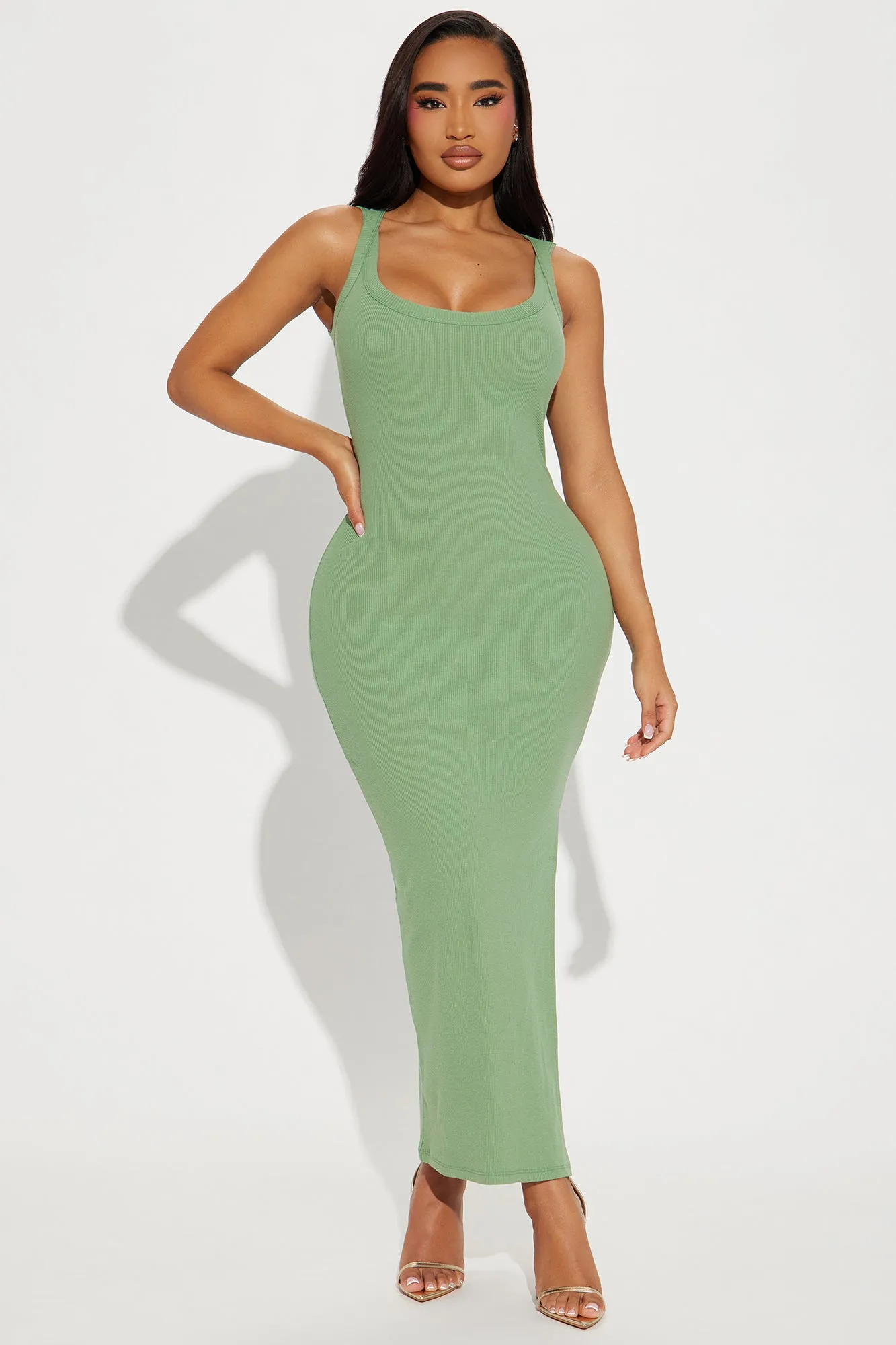 Meli Ribbed Maxi Dress - Green