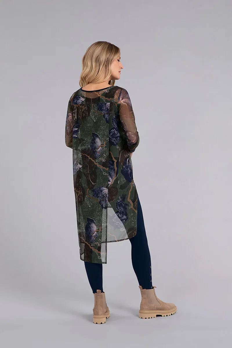 Mesh Step Hem Tunic | Abstract Floral