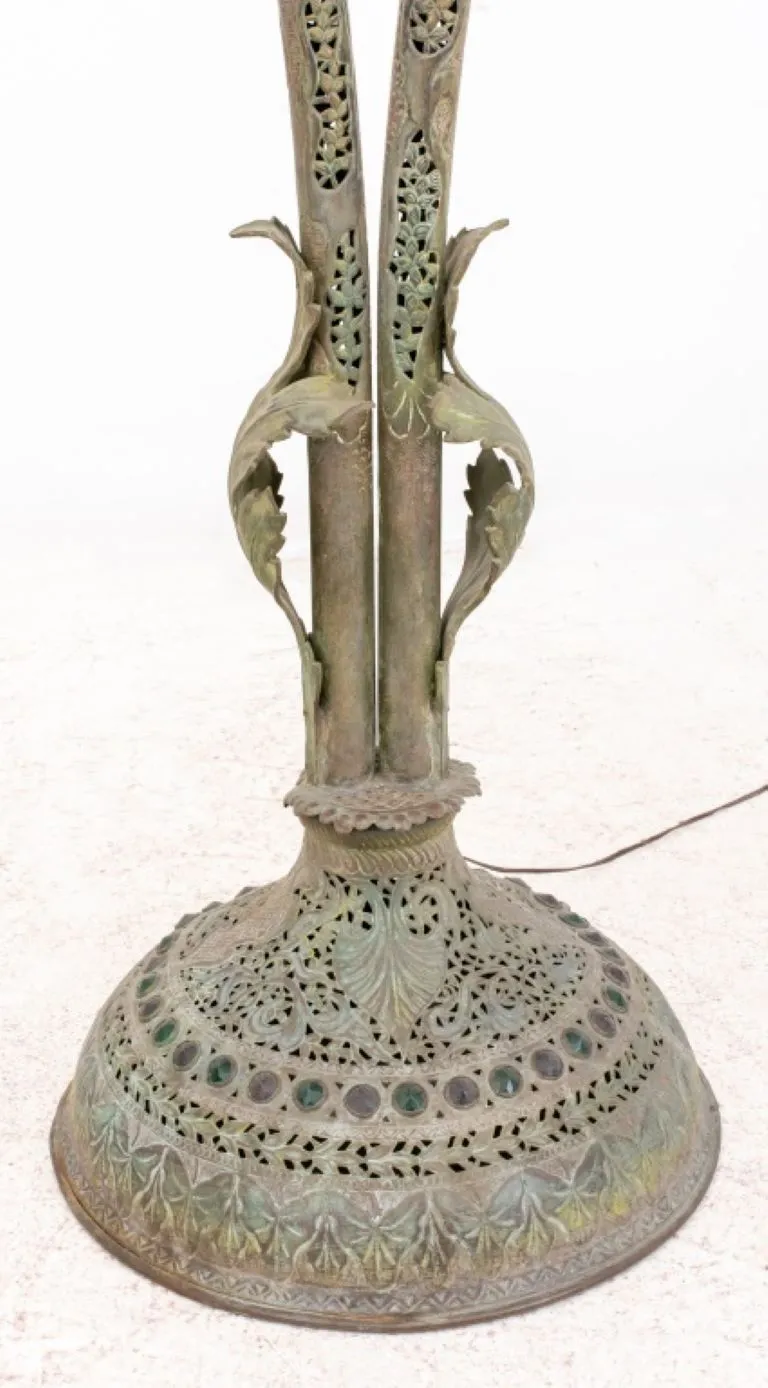 Middle Eastern Reticulated Brass Floor Lamp