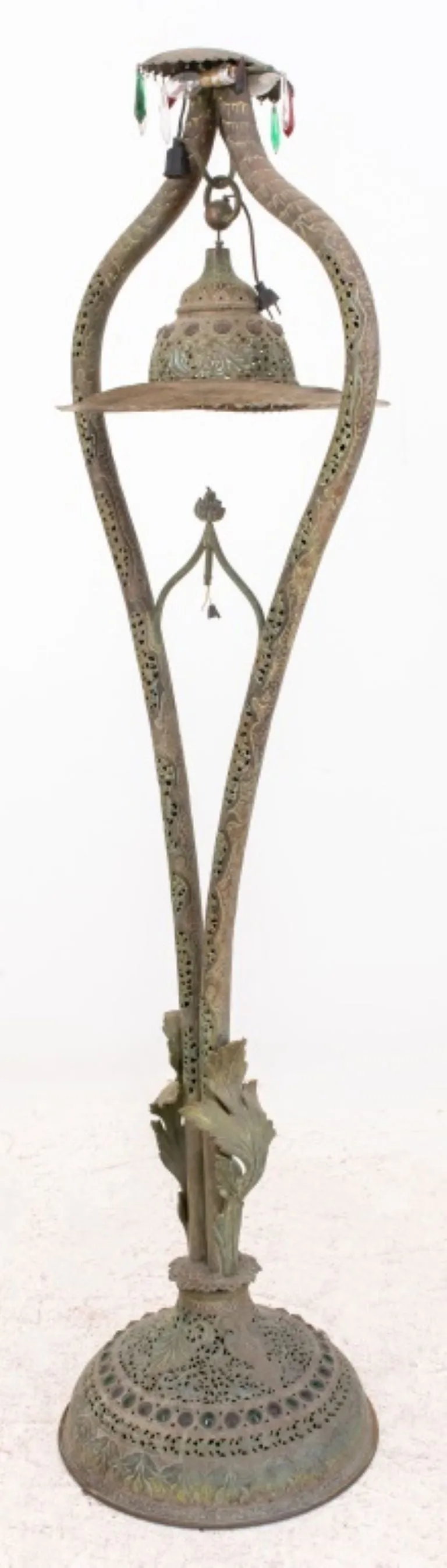 Middle Eastern Reticulated Brass Floor Lamp