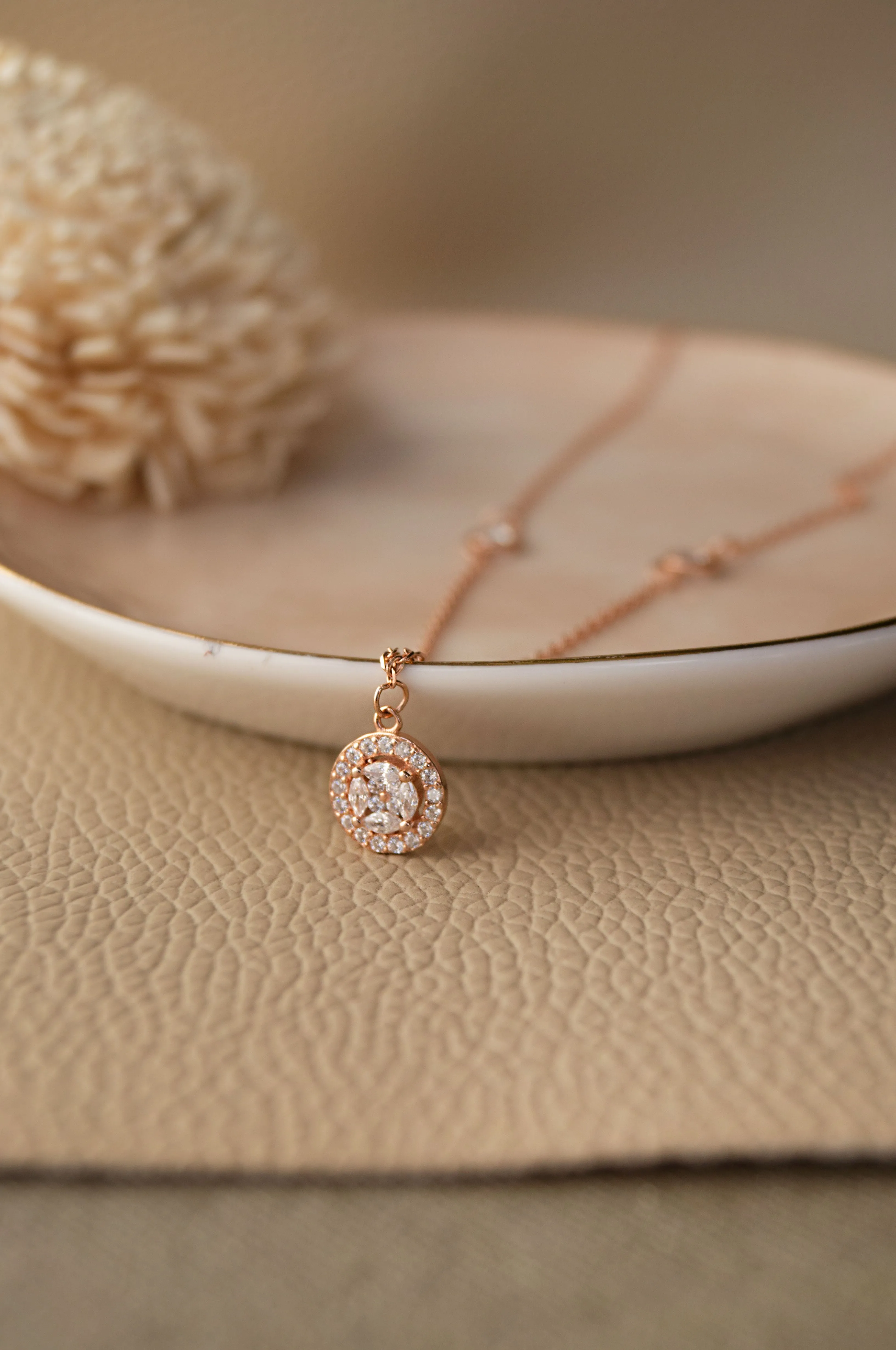 Minimal Cluster Rose Gold Plated Sterling Silver Necklace Set