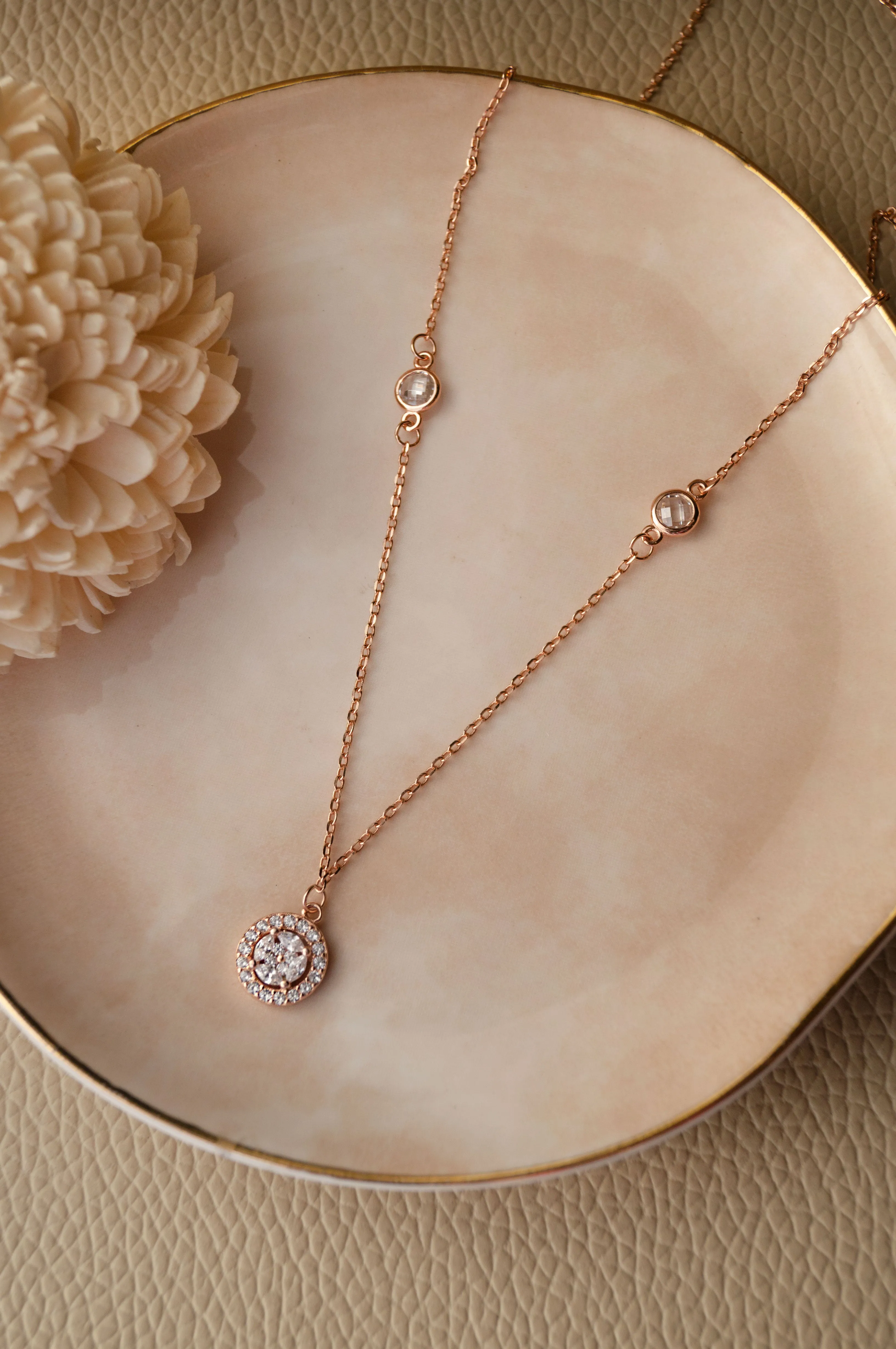 Minimal Cluster Rose Gold Plated Sterling Silver Necklace Set