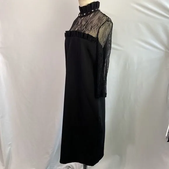 NWTBlackHigh Neck Dress with Lace/Stones