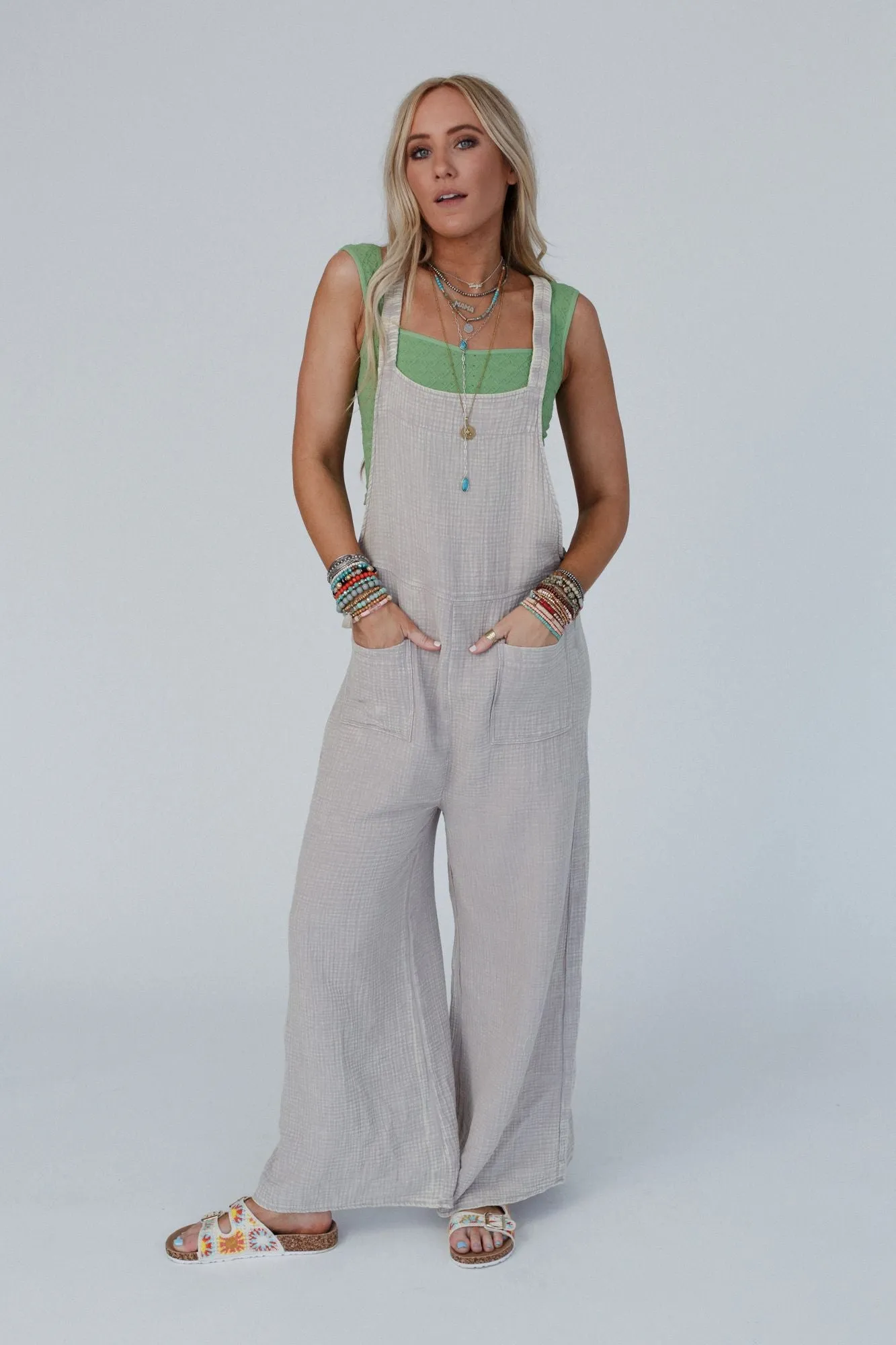 Over The Moon Overall Jumpsuit - Ash Mocha