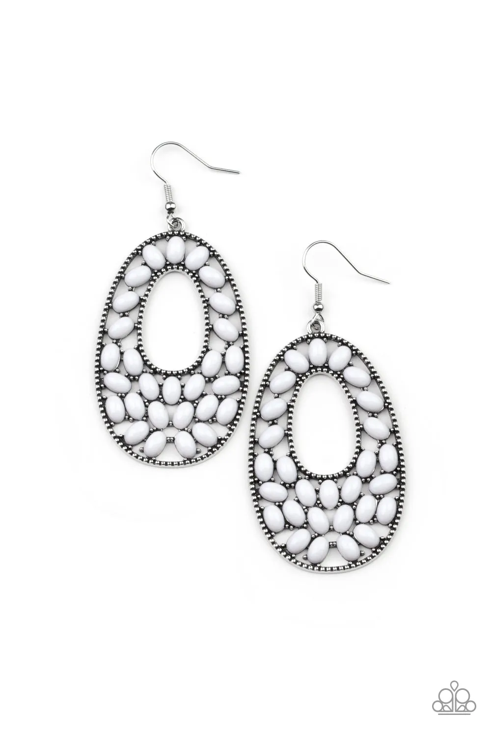 Paparazzi Earring ~ Beaded Shores - White