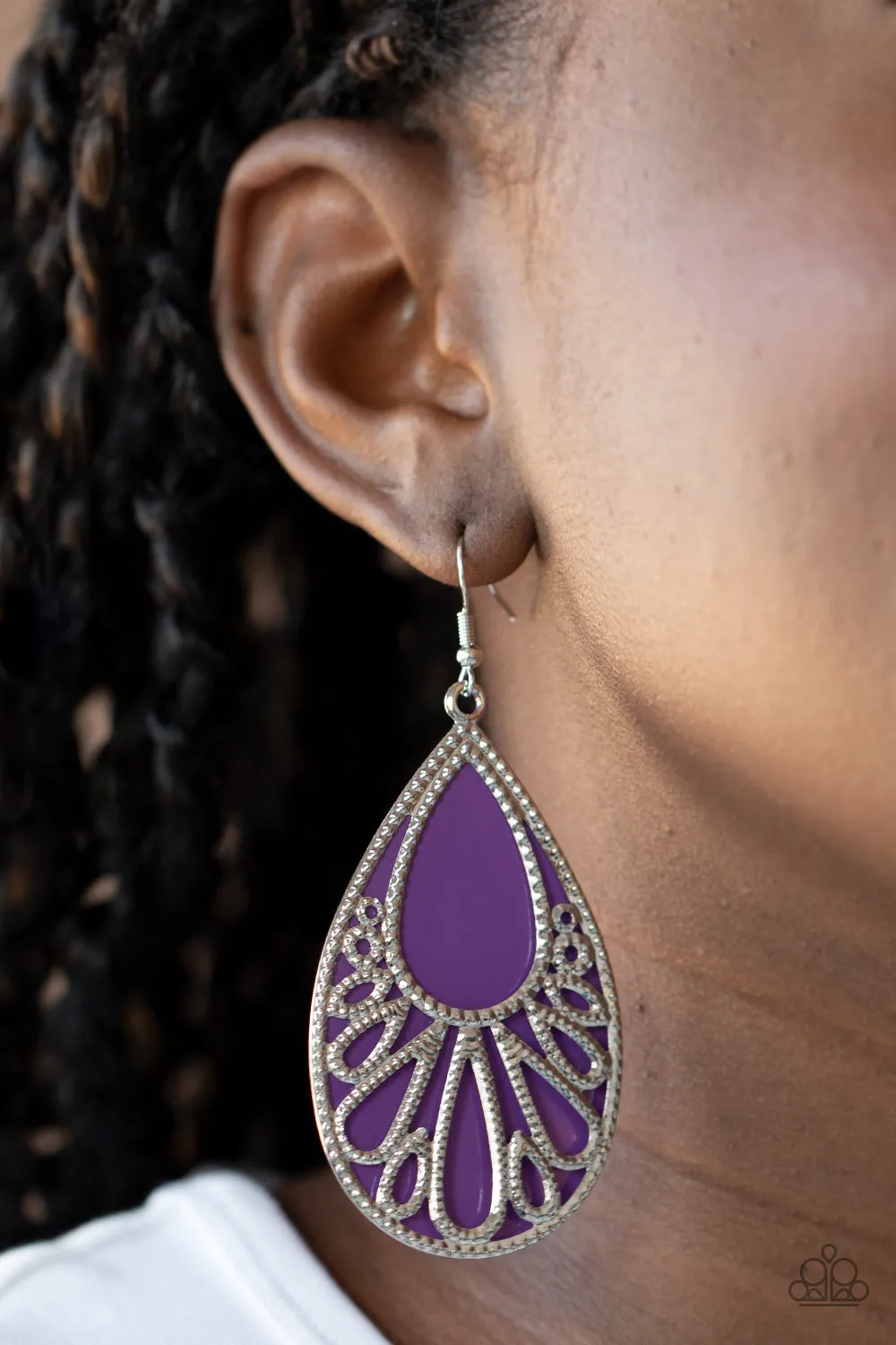 Paparazzi Earring ~ Loud and Proud - Purple Earring