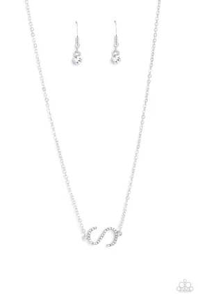 Paparazzi INITIALLY Yours S - White Necklace & Earring Set