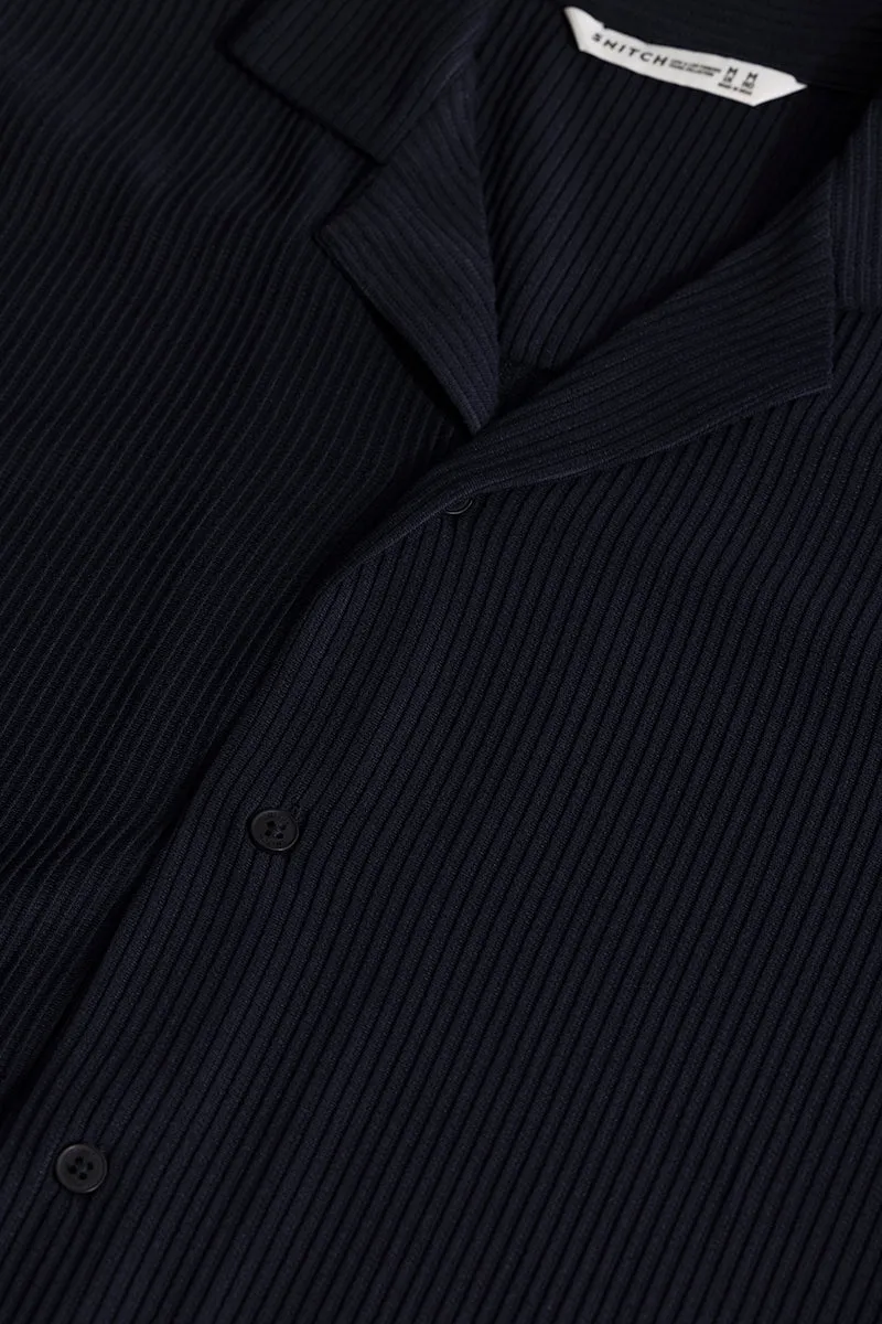 Parallel Rib Navy Shirt