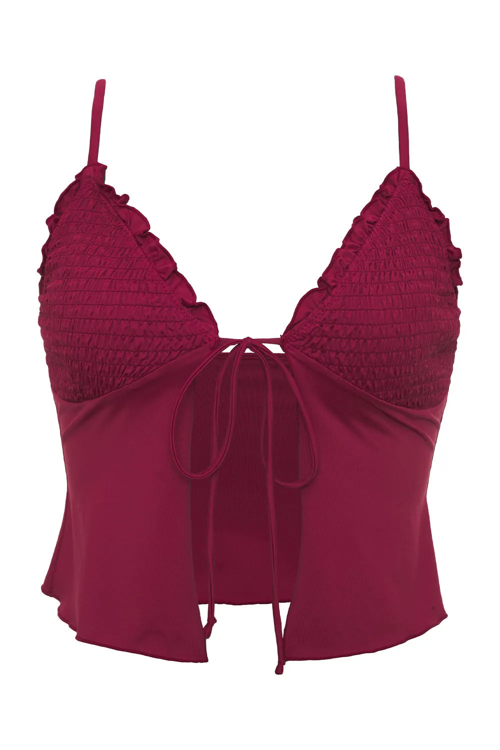 Penelope Ruffle Tankini Bikini Top - Bordeaux