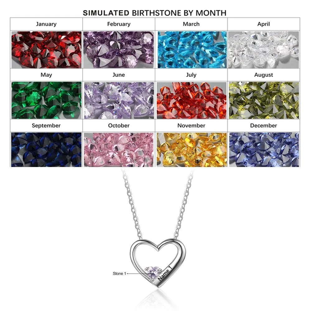 Personalized 1 Birthstone Mother's Ring Name True Heart 2 Names