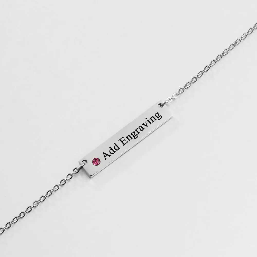 Personalized Birthstone Name Necklace 1 Stone 1 Engraved Name