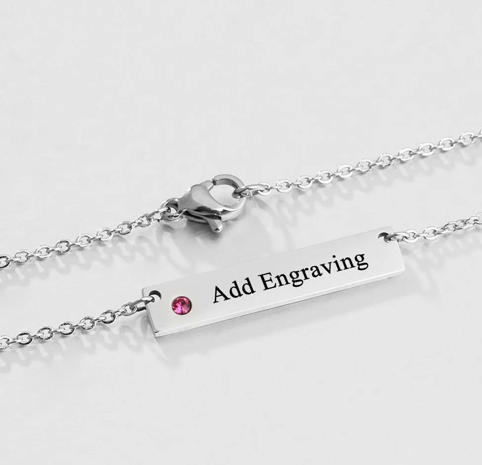 Personalized Birthstone Name Necklace 1 Stone 1 Engraved Name