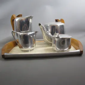 Picquot Ware Four Piece Set With Tray Vintage c1950