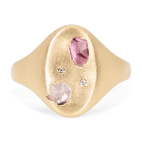 Pink & Purple Peek a Boo Signet Ring - Size 6.5 - 11591