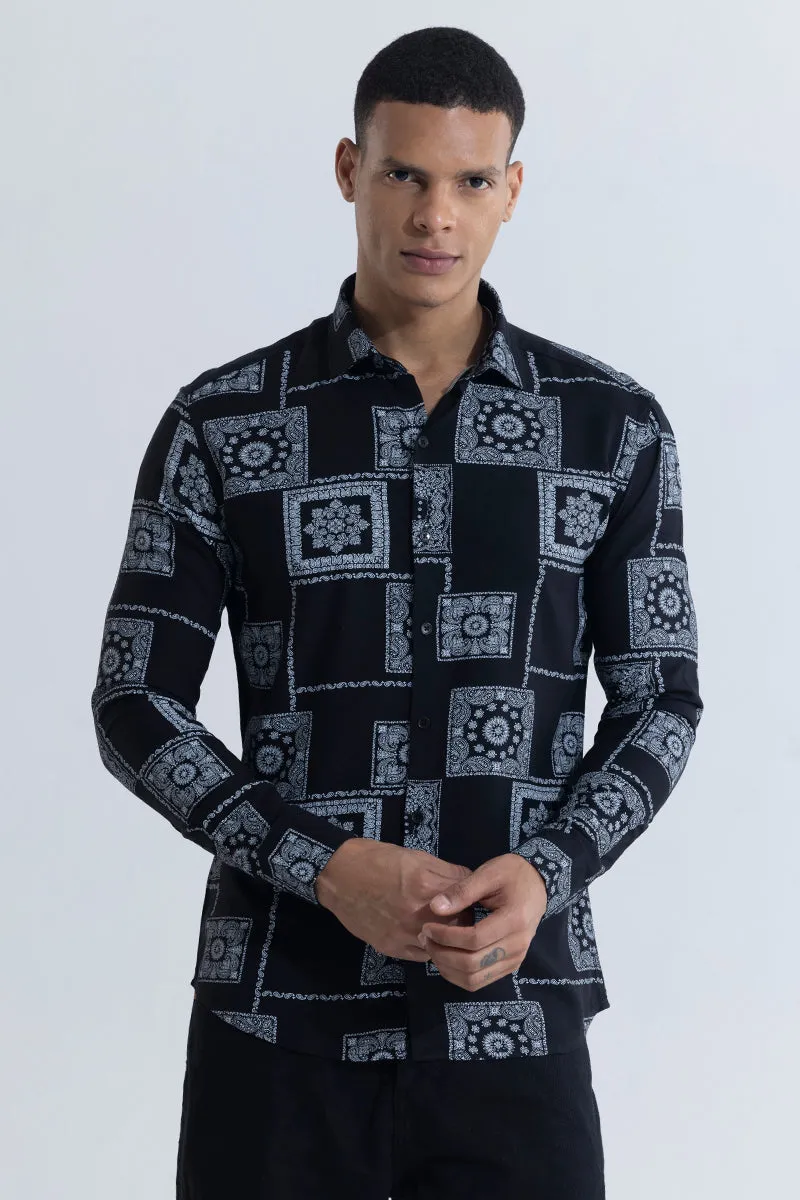 Pixel Paisley Black Shirt