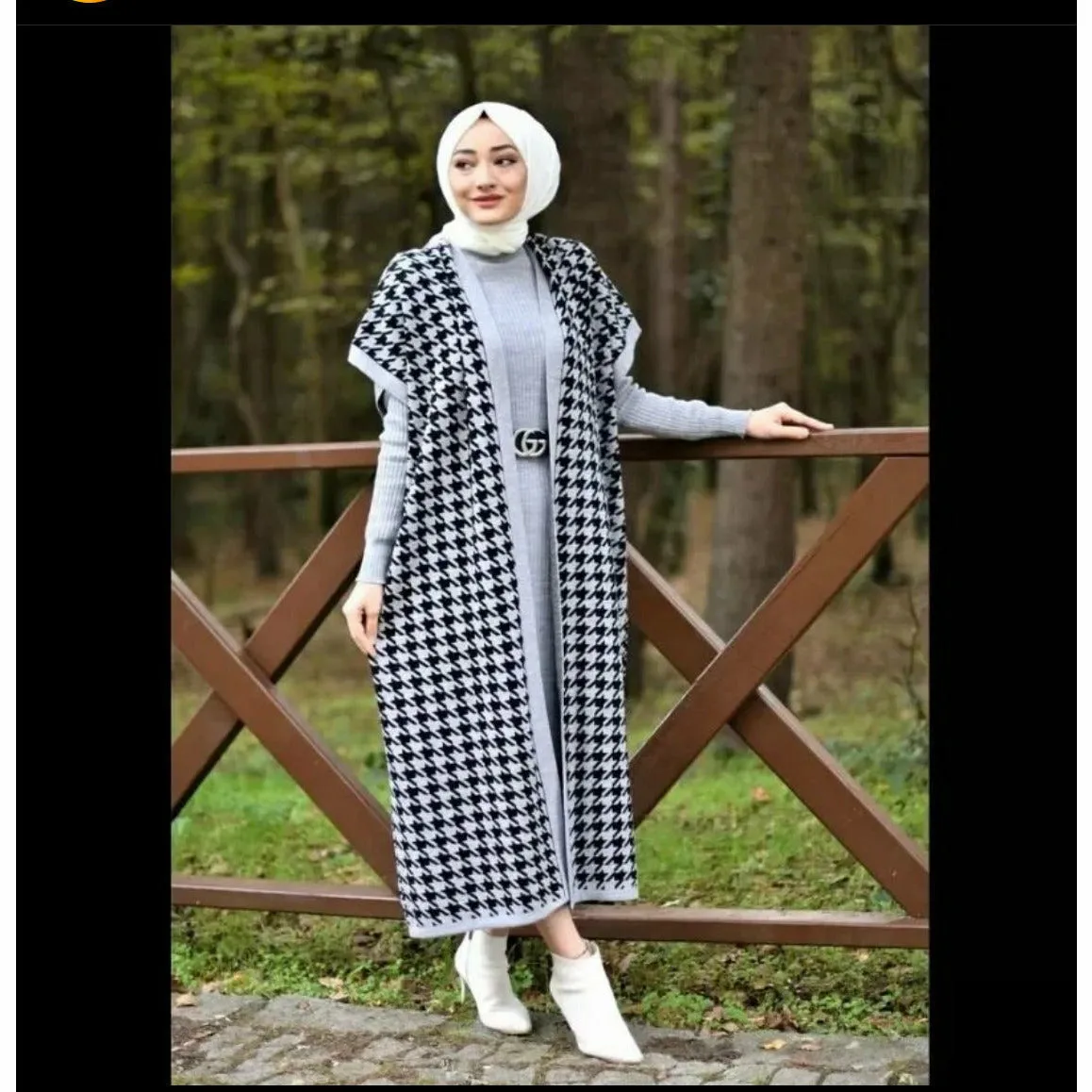 Plaid Cardigan & Sweater Dress Knitted Set