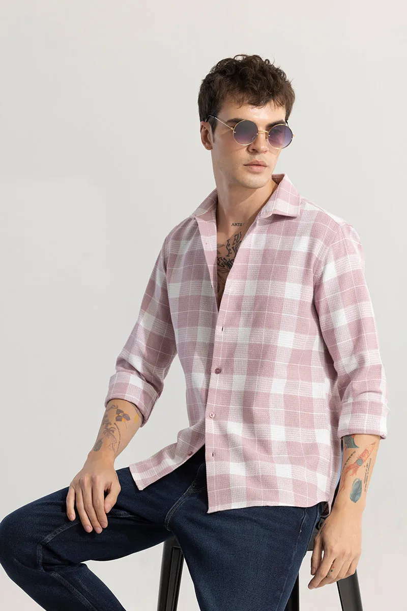 Plaid Grid Baby Pink Checks Shirt