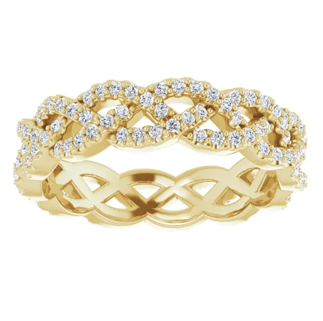 Prestine Moissanite or Diamond Full Eternity Infinity-Inspired Twisted Eternity Band