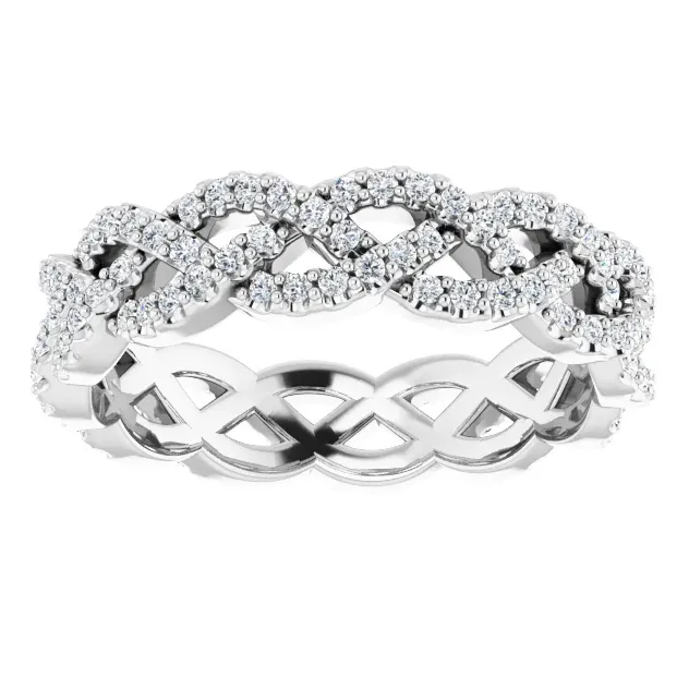 Prestine Moissanite or Diamond Full Eternity Infinity-Inspired Twisted Eternity Band