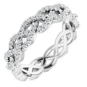 Prestine Moissanite or Diamond Full Eternity Infinity-Inspired Twisted Eternity Band