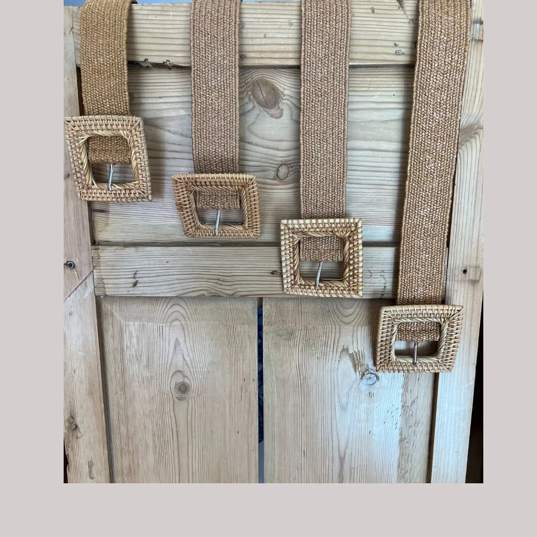 Rattan Belt Square Buckle